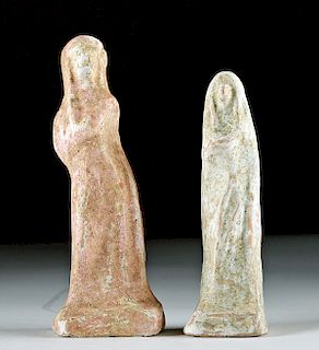 Lot of 2 Greek Canosan Polychrome Terracotta Figures