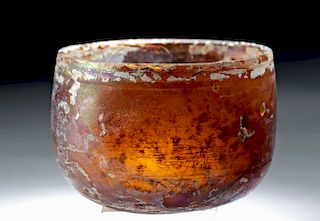 Roman Glass Cup - Amber Hue w/ Gorgeous Iridescence