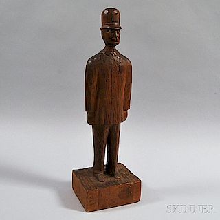 Carved Wood Figure of a Police Officer
