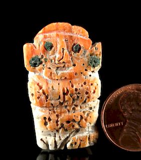 Miniature Moche Spondylus Shell & Copper Container