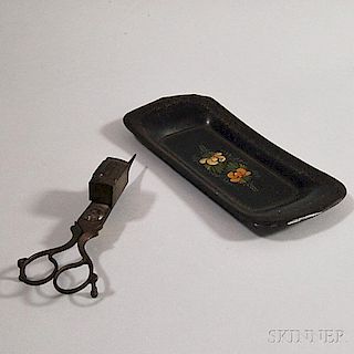 Tole Tray and a Steel Candle Snuffer