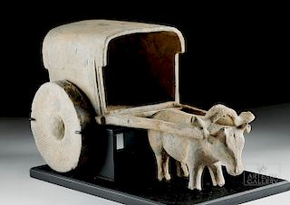 Chinese Han Dynasty Pottery Cart and Ox
