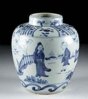 19th C. Chinese Blue and White Glazed Vessel
