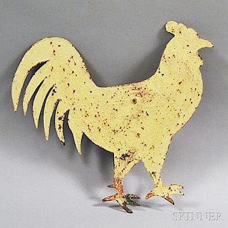 White-painted Sheet Metal Rooster Weathervane