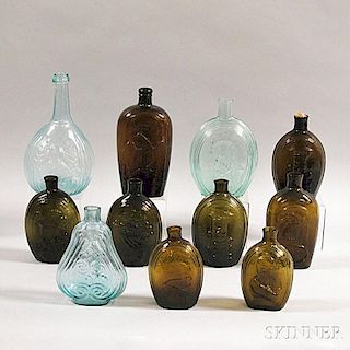 Eleven Glass Flasks and Bottles