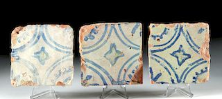 Lot of 3 Identical 17th C. Italian Ceramic Tiles