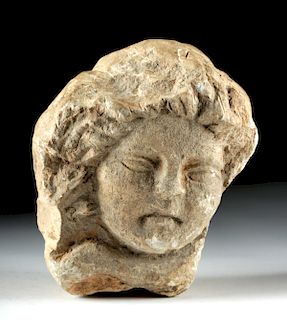 Provincial Roman Carved Marble Head