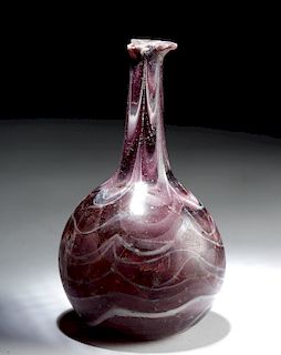 Roman Marbled Glass Pouring Bottle - Aubergine & White
