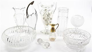 A Collection of Nine Decorative Glass Articles, Height of tallest 10 inches.