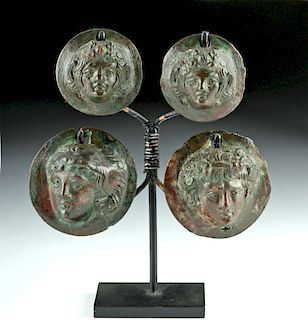 Lot of 4 Roman Bronze Attachments - Alexander & Bacchus