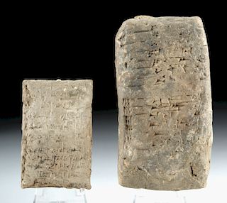 Lot of 2 Large Mesopotamian Clay Cuneiform Tablets