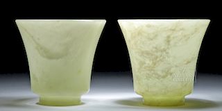 19th C. Chinese Qing Jade Ceremonial Cups (pr)