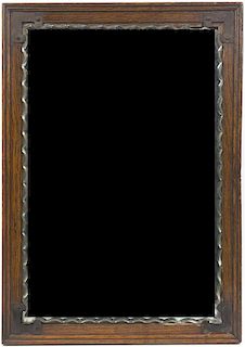 An American Oak Framed Mirror, Height 20 1/2 inches.