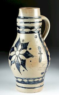 Large 19th C. German Bellarmine Glazed Stoneware Stein