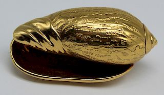 JEWELRY. Hermes 18kt Gold Shell Form Brooch.