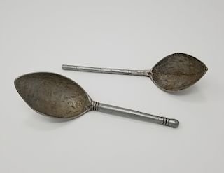 (2) Early 20th C. Dinka Ppl Metal Spoons