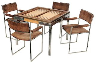 Modern Willy Rizzo Game Table and Chairs
