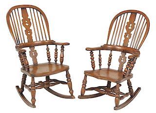 Two Similar British Windsor Rocking chairs