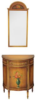 Adam Style Paint Decorated Console and Mirror