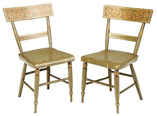 Pair American Classical Painted Side Chairs