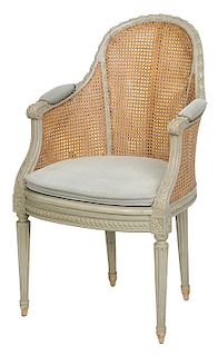 Louis XVI Style Painted and Caned Fauteuil