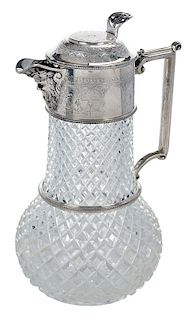 Cut Glass and Silver-Plate Pitcher