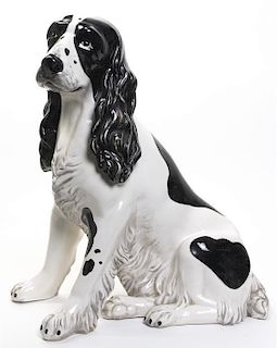 An Italian Glazed Ceramic Model of an English Setter, Height 19 inches.