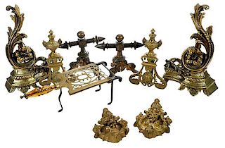 Nine Brass Fireplace Related Accessories