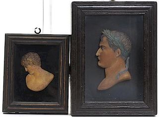 Two Wax Profile Busts, Height of taller bust 4 3/4 inches.