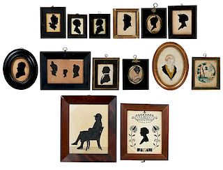 14 Framed Silhouette Portraits and Watercolors
