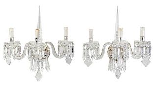 Pair Louis XV Style Crystal Wall Sconces
