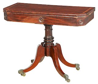Regency Inlaid Mahogany Pedestal Games Table