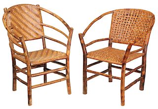 Two Similar Rustic Old Hickory Arm Chairs