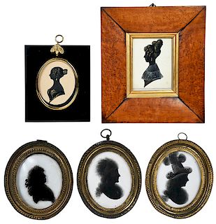 Five British Painted Silhouette Portraits