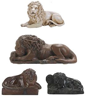 Four Figural Recumbent Lions