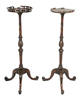 Pair Chippendale Style Carved Mahogany Stands