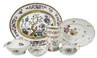 Seven Pieces Floral Decorated English Porcelain