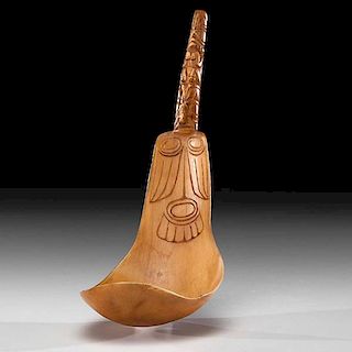 Northwest Coast Carved Sheep Horn Ladle From the US Children's Museum on the 19th Century  
