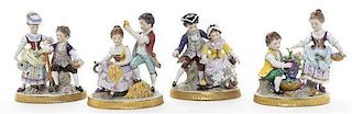 Four Capodimonte Figural Groups, Height of tallest 6 inches.