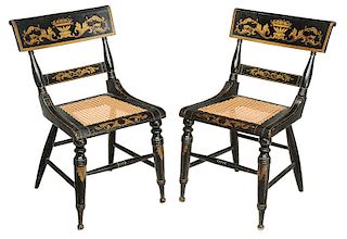 Pair American Classical Paint Decorated Chairs