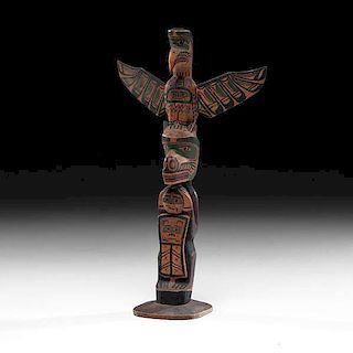 Charlie James (Kwakwaka'wakw, 1867-1938) Attributed Polychrome Totem 