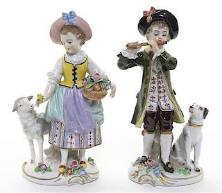 Two Capodimonte Figural Groups, Height of tallest 6 3/4 inches.