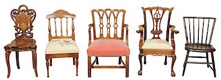 Five Miniature Child's Chairs
