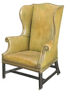 Chippendale Leather Upholstered Easy Chair