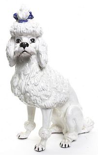 An Italian Ceramic Model of a Poodle, Height 21 1/2 inches.