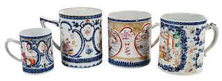 Four Chinese Export Porcelain Canns