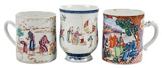 Three Chinese Export Porcelain Canns
