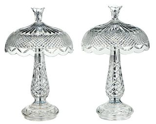 Pair Waterford Crystal Achill Hurricane Lamps