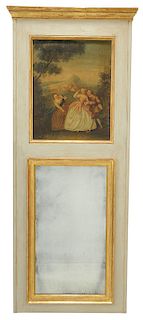 Louis XVI Style Painted and Parcel-Gilt Trumeau