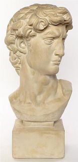 A Plaster Bust, after Michelangelo, Height 24 inches.